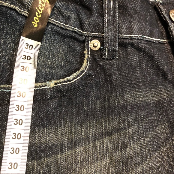 indigo Women’s jeans hand sanded decorative rips low cut slim stretch Society - Picture 10 of 10